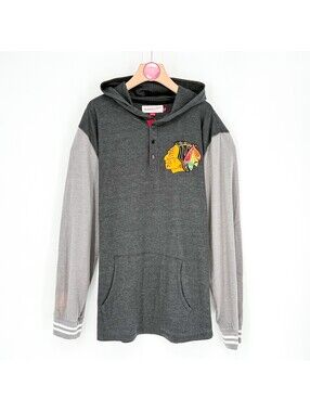 NHL Mitchell & Ness Chicago Blackhawks Henley Hoodie Mens XL